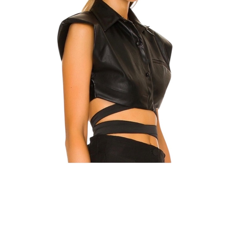 NONchalant Black Faux Leather Crop Top - Picture 2 of 6